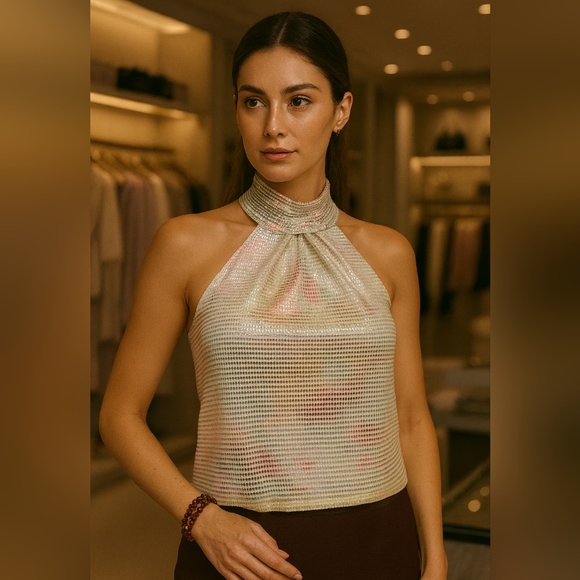 Elegant Cream Halter Top